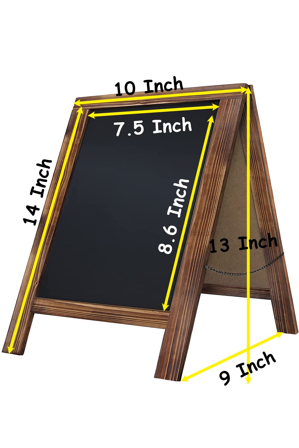 Double Sided Chalkboard Sign Tabletop Chalk Board Easel Sign, 10" x 14" Countertop Rustic Menu Food Board for Kitchen, Bar and Restaurants(Torched Brown)
