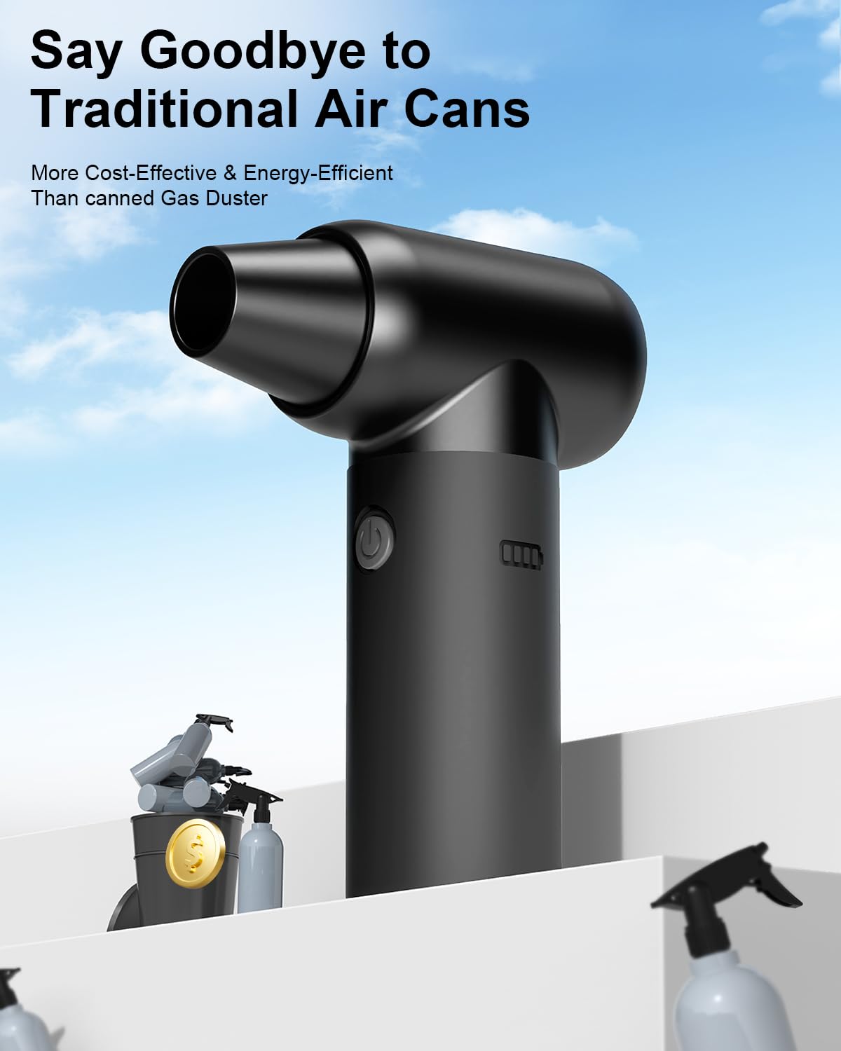 Compressed Air Duster-3 Gears 180000RPM Electric Air Duster for Deep Cleaning Keyboard&PC Adjustable Rechargeable Cordless Jet Dry Blower Air Blower for Home and Car-Replaces Compressed Air Cans