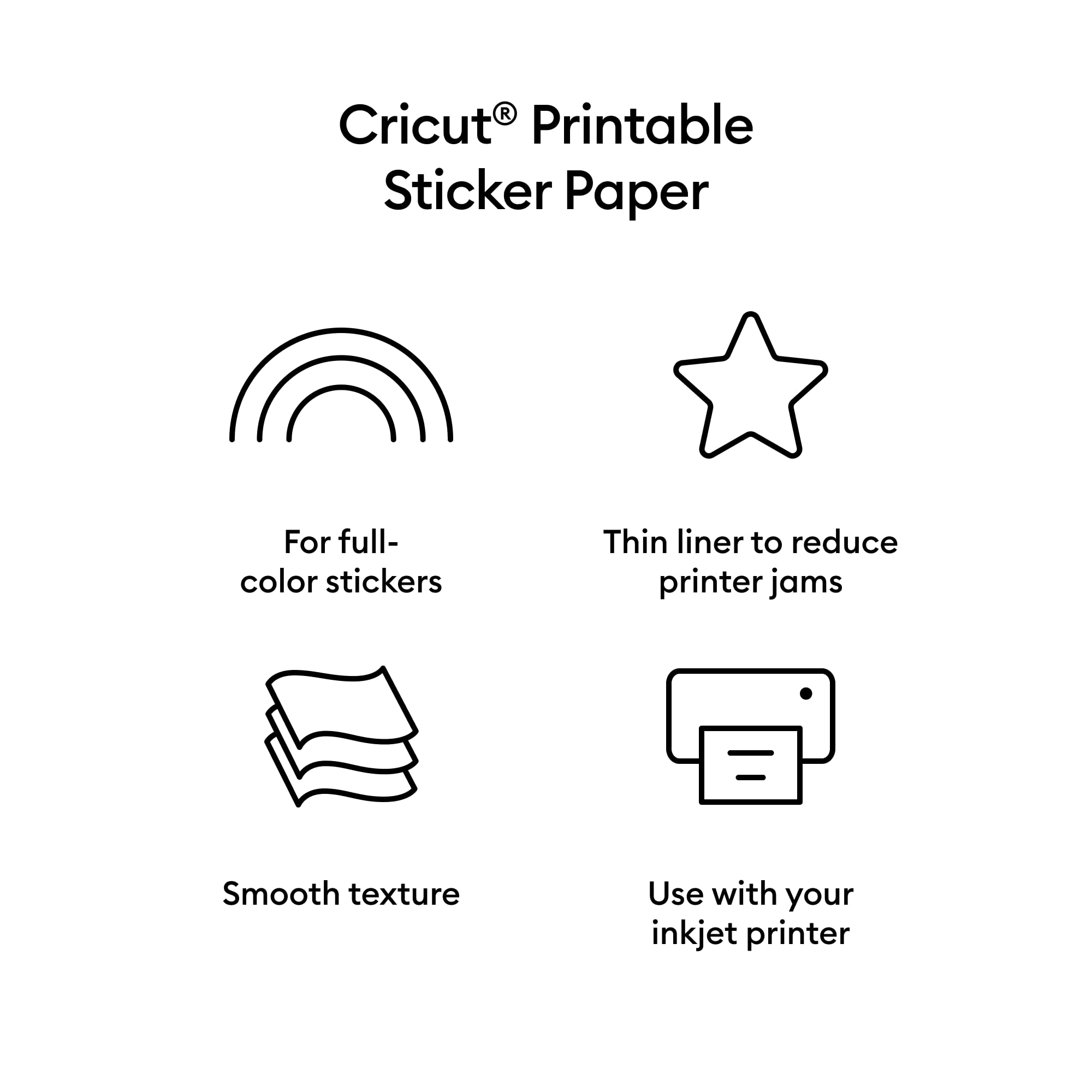 Cricut Printable Sticker Paper - 50 count, US Letter Size (8.5in x 11in)
