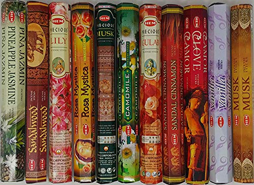 Hem Incense -12 Box Best Variety Pack 20 Sticks Each - 240 Sticks - 240g - 45+min Burn