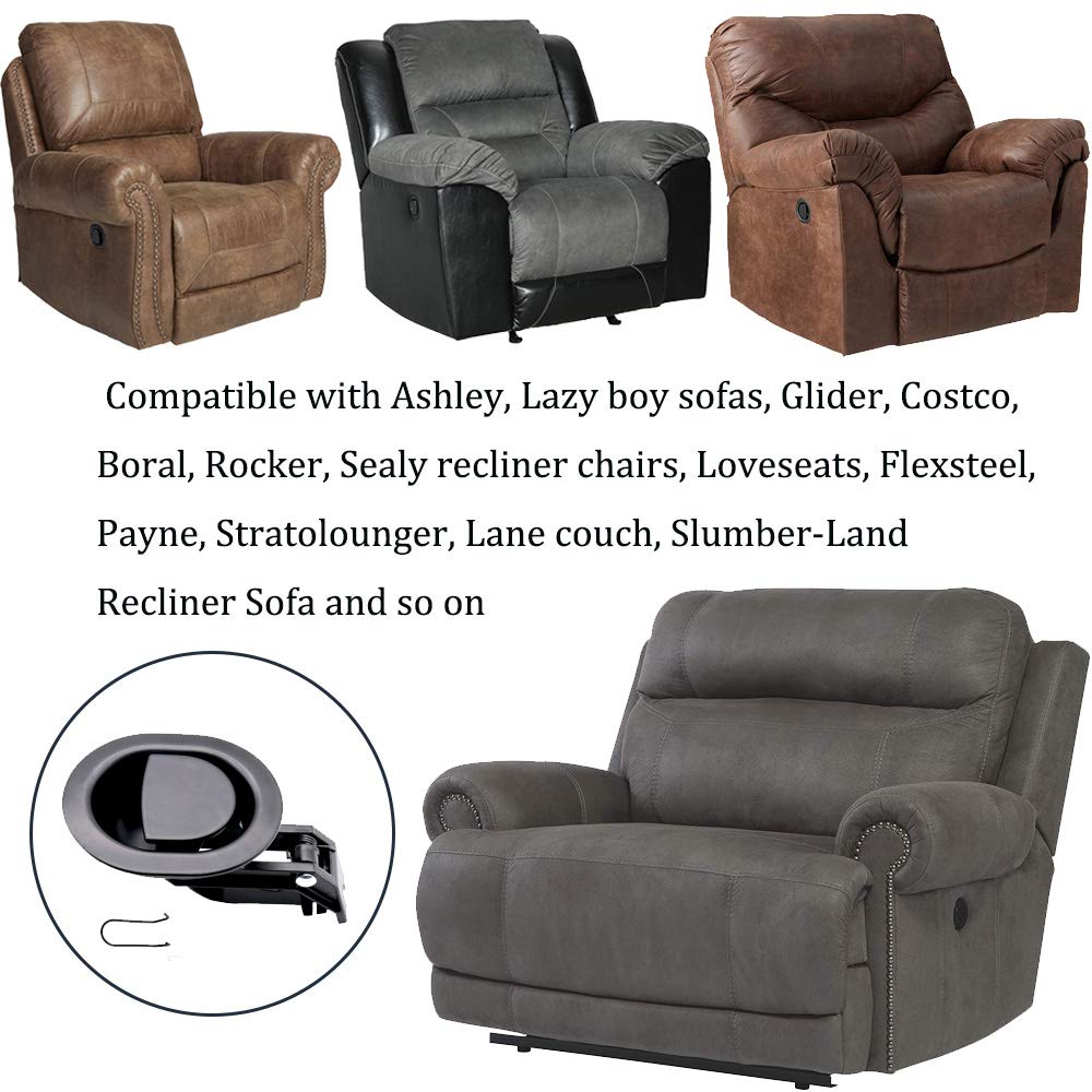 ttmagic Universal Heavy-Duty Metal Sofa Chair Recliner Release Pull Handle Replacement Parts with Retaining Clips, Fits Ashley, Lazy Boy and Most Recliner Sofa Brands, Handle Size 3" x 3.5