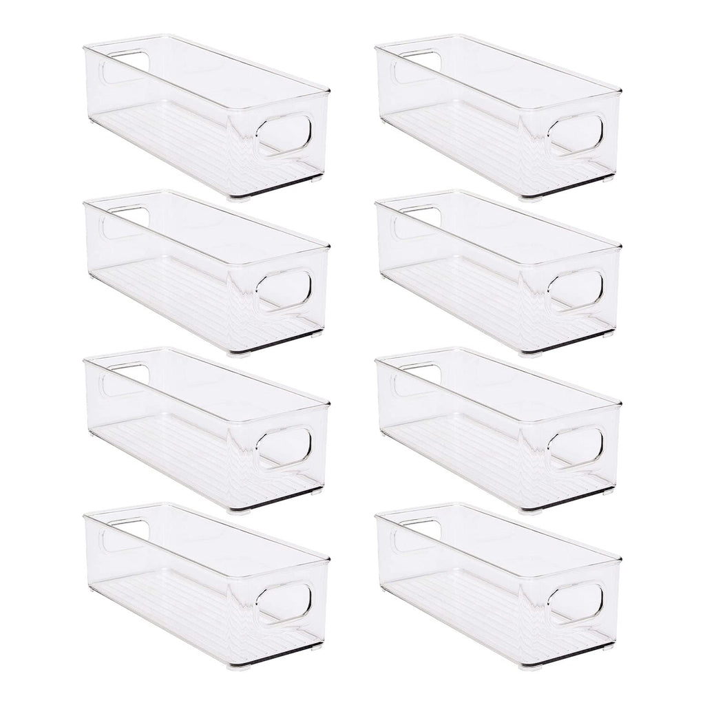8 Pack Stackable Fridge Organizers, Clear Pantry Organizers and Storage Plastic Small Food Storage Bins Freezer Organizer Containers with Handle for Shelves Countertop Cabinet,10"L X 4"W X 3"H