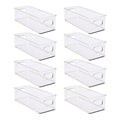 8 Pack Stackable Fridge Organizers, Clear Pantry Organizers and Storage Plastic Small Food Storage Bins Freezer Organizer Containers with Handle for Shelves Countertop Cabinet,10"L X 4"W X 3"H