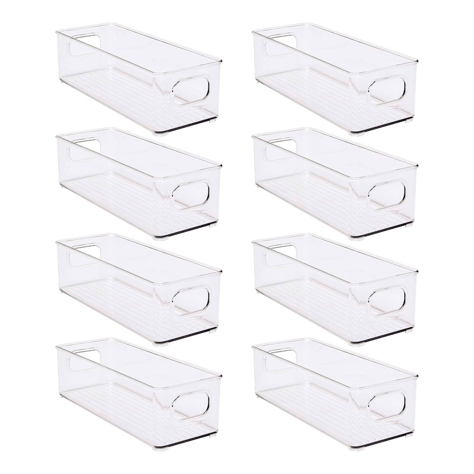 8 Pack Stackable Fridge Organizers, Clear Pantry Organizers and Storage Plastic Small Food Storage Bins Freezer Organizer Containers with Handle for Shelves Countertop Cabinet,10"L X 4"W X 3"H