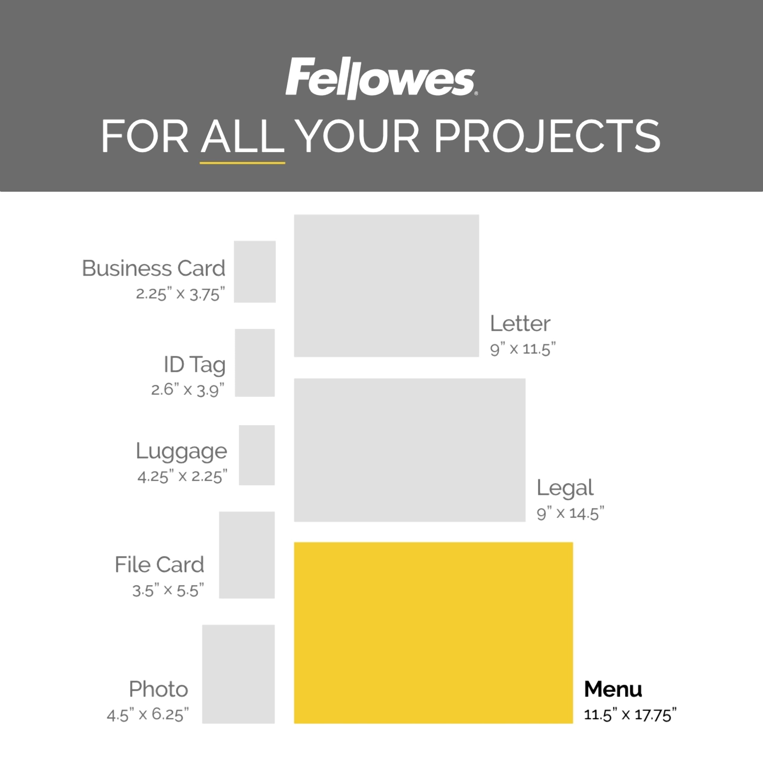 Fellowes 3mm Hot Laminating Pouches, Menu Size, 50-Pack (52013), Clear
