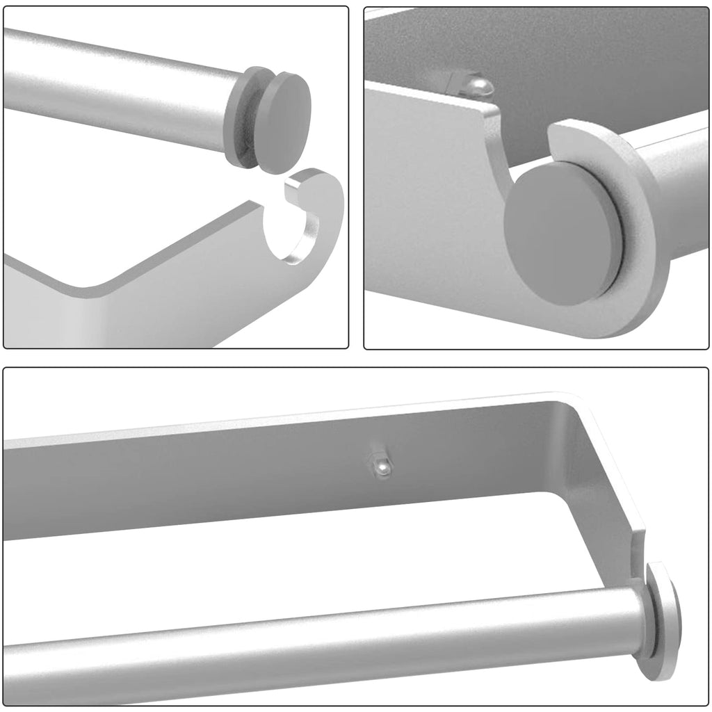 HUFEEOH Silver Adhesive Paper Towel Holder, Wall Mounted Paper Towel Roll Holder Kitchen Paper Holder Napkin Roll Holder Under The Cabinet, Adhesive or Screw