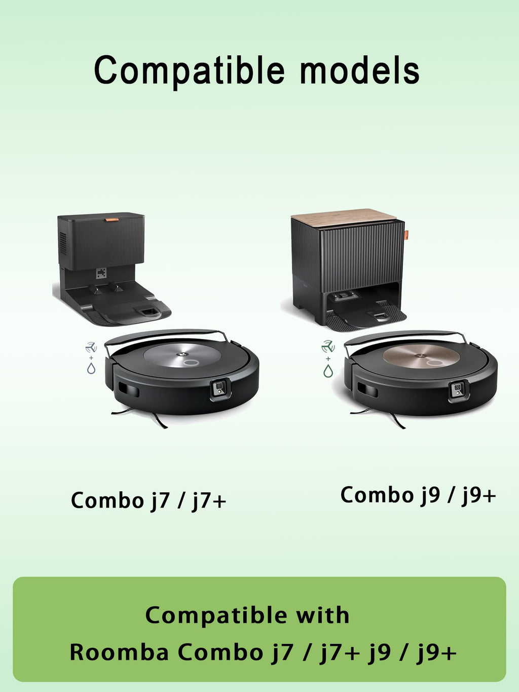 E-HAO Vacuum Replacement Parts for iRobot Roomba Combo j7+, Combo j9+, Combo Max 10. 1 Set Rubber Roller, 3 Mop Pads, 3 HEPA Filters and 3 Side Brushes