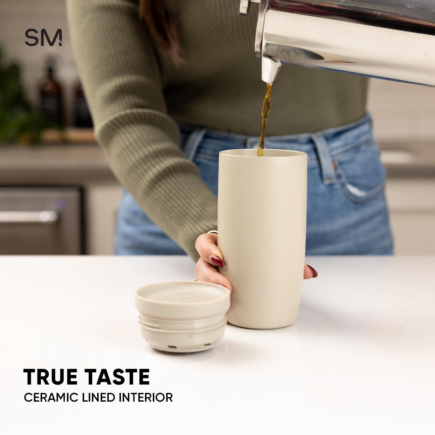 Simple Modern Travel Coffee Mug Tumbler with 360° Lid | Ceramic-Lined Insulated Stainless Steel Cold Brew Iced Coffee Cup | Gifts for Women Men Her Him | Voyager Signature | 16oz | Cream Terrazzo