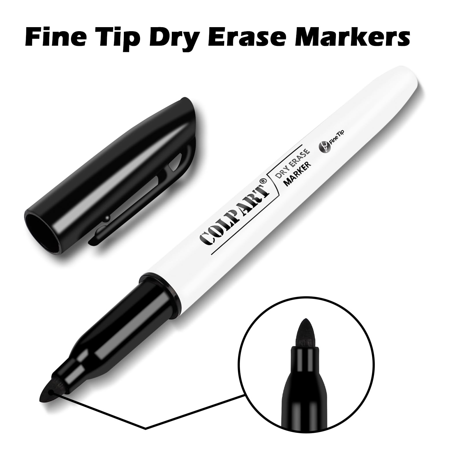 colpart Dry Erase Markers Fine Tip - Pack Of 90 Black Whiteboard Markers Bulk With Low Odor White Board Markers Dry Erase For School, Office, Home, Work On White Board & Calendar, Refrigerator