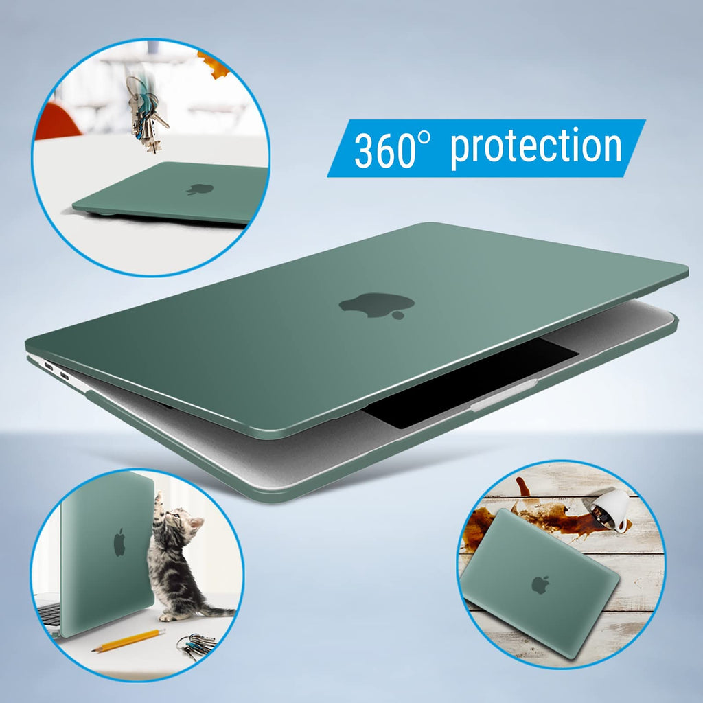 IBENZER Compatible with 2025 2024 M2 M1 MacBook Pro 13 Inch Case 2025-2016 A2338 A2289 A2251 A2159 A1989 A1706 A1708, Hard Shell Case&Keyboard Cover for Mac Pro 13, Midnight Green, CA-T13-MTGN+1