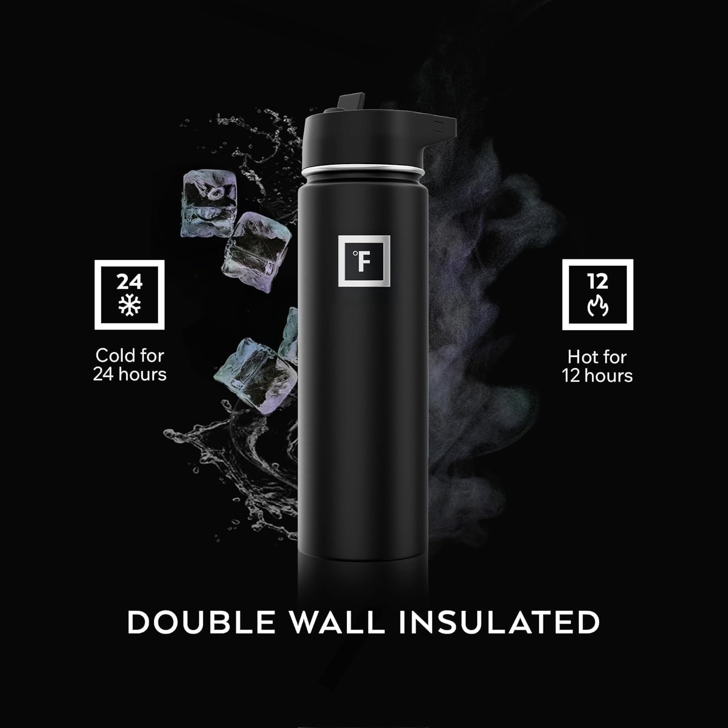 IRON °FLASK Insulated Water Bottle with Straw 40 Ounce with 3 Lids - Stainless Steel Double Walled Camping & Hiking Hydration Flask - Vacuum Leak Proof BPA Free - Travel Sports Gym