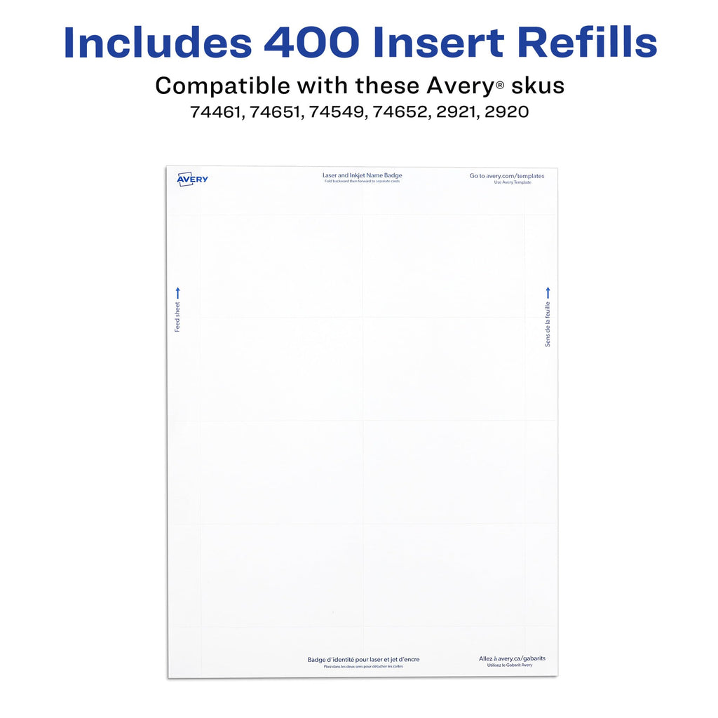 Avery Name Badge Inserts, 2.25 x 3.5 Inches, Box of 400 (05390)