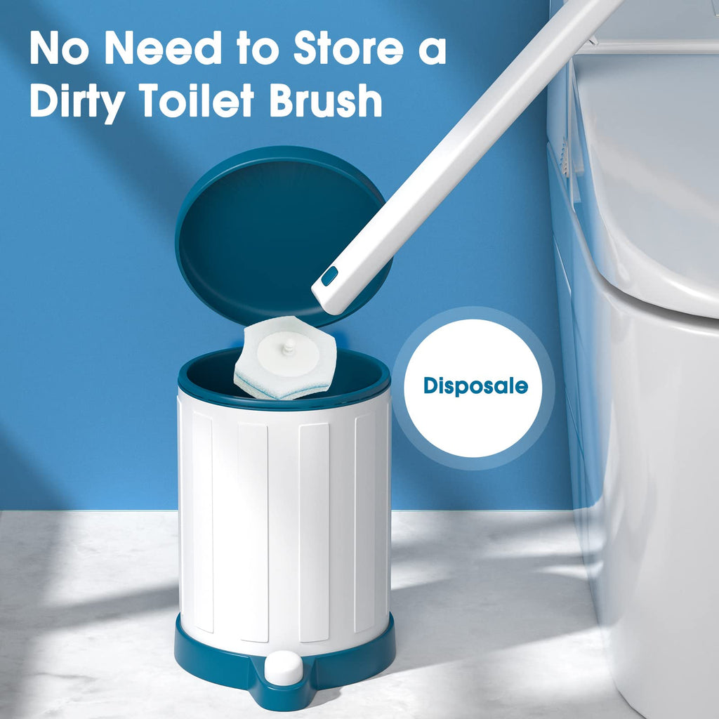 BALORIZ Disposable Toilet Bowl Refills 32 Count Upgraded Material Disposable Toilet Brush Cleaning Sponges Heads Toilet Brush Refill (32 Refills)