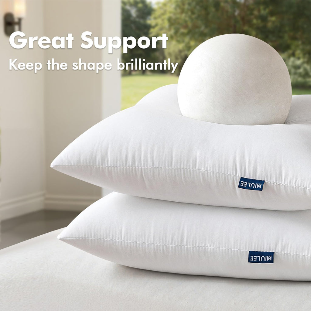 MIULEE Pillow Insert 18x18 Inches Outdoor Waterproof Throw Pillow Insert Premium Hypoallergenic Stuffer Sham Square for Bed Couch Sofa Cushion Patio Furniture