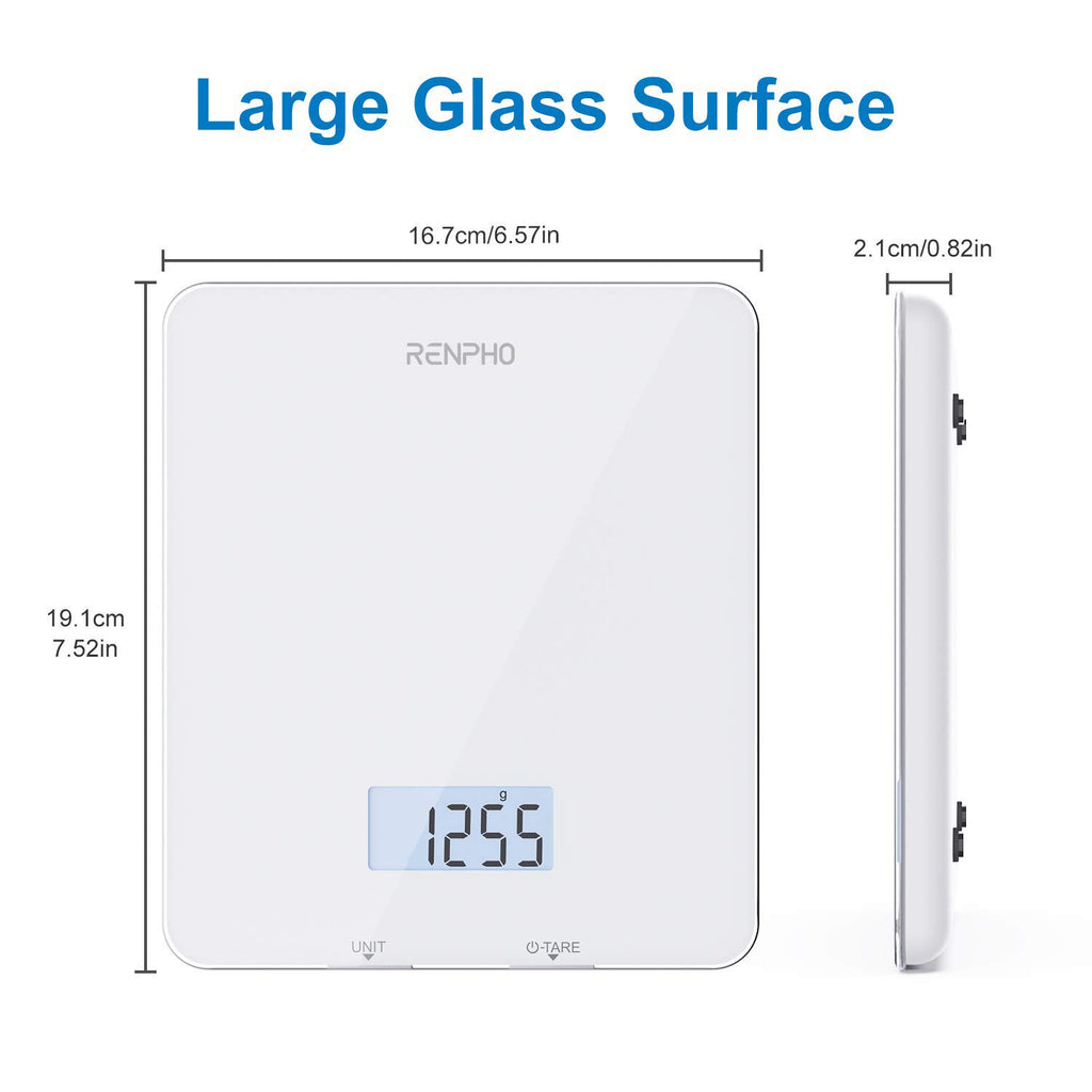 RENPHO Smart Food Nutrition Kitchen Scale, Food Scale for Food Ounces and Grams, Coffee Scale with Timer, Nutritional Calculator for Keto, Macro, and Calorie with Smartphone App, White