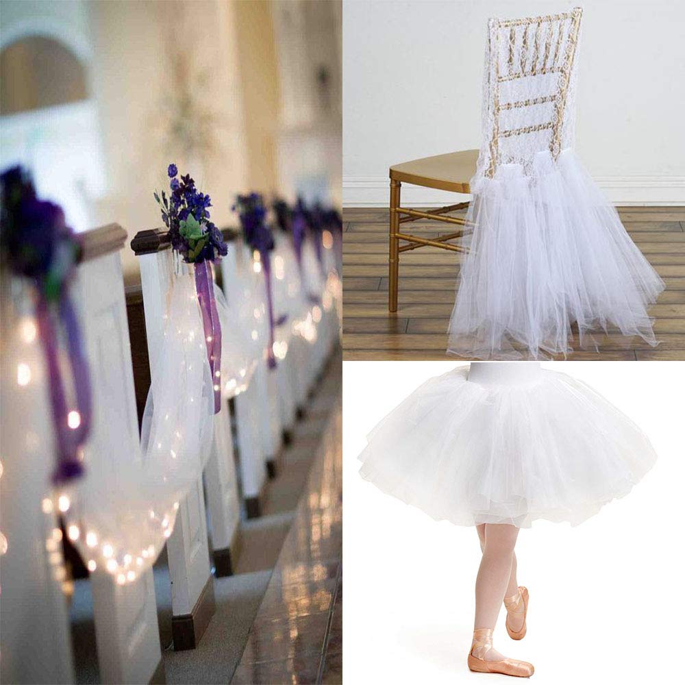 Phantomon 54" by 40 Yards (120 ft) Fabric Tulle Bolt for Wedding, Decoration, DIY Project, Gift Ribbon, Tutu Skirt Sewing Crafting, Chair Sash Bow (White)