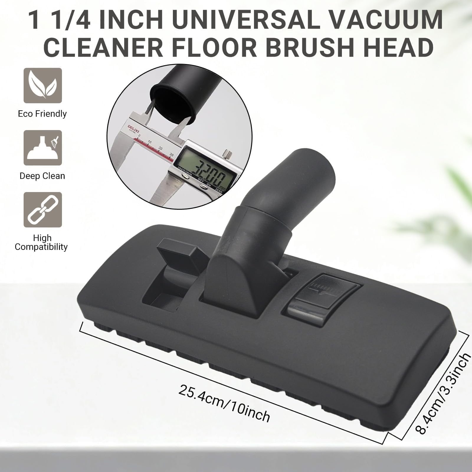 EZ SPARES Universal Vacuum Cleaner Floor Brush with Vacuum Adapter,Compatible with Most Brand,Hoover, Eureka, Rainbow,Shop VAC,Nozzle Tool,2-in-1 for Hard Floor&Carpet Combo(with Mini Cleaning Brush)