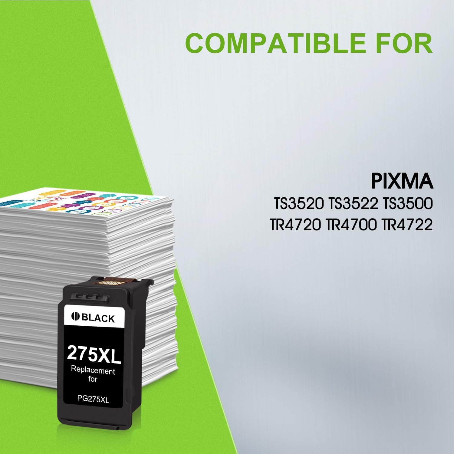 275XL Black Ink Cartridge Replacement for PG-275 275 XL High Capacity Ink for Canon PIXMA TS3500 TS3520 TS3522 TR4700 TR4720 TR4722 Printers (1 Black)