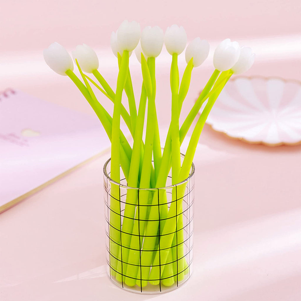 30 Pieces Color Changing Flower Pens, Gel Flower Pens 0.5mm Black Creative Gel Ink Rollerball Pen Tulip Ballpoint Pens Suitable for Home Office School Kids Teachers Present