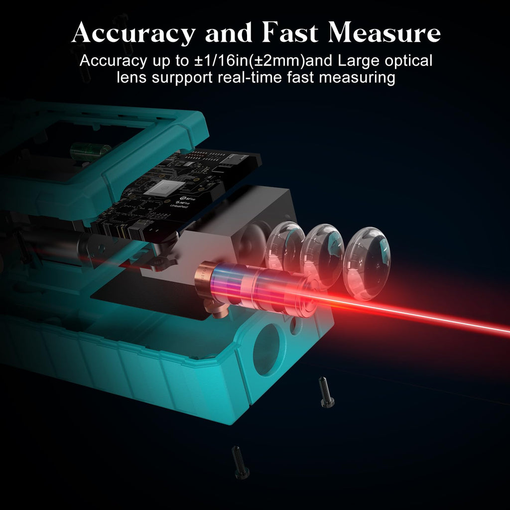 Kiprim Laser Distance Measure High Accuracy 50M LD50E Laser Tape Measure 165ft Compact Laser Measurement Tool with Larger Backlit LCD Display,ft/m/in Switching,Bubble Level
