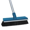 Stiff Bristle Deck Brushes for Scrubbing Heavy Duty with Rubber Scrape Squeegee, 55” Long Handle Scrub Brush for Bathroom Shower Carpet Outdoor Floor Cleaning (Head Size: 10.8”)