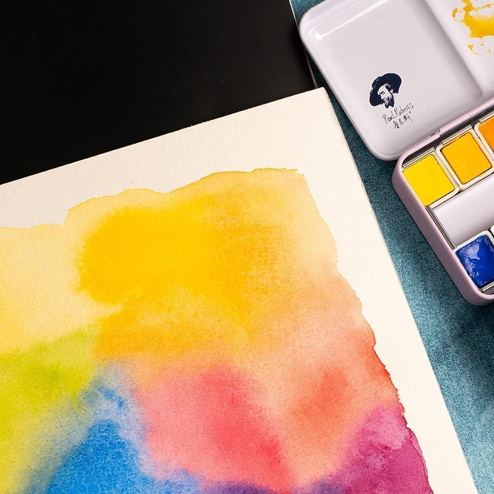 Paul Rubens Watercolour Paint Set, 24 Vibrant Colors Artist Grade Watercolor Paint with Metal Box Case, Art Supplies for Beginners Students Artists