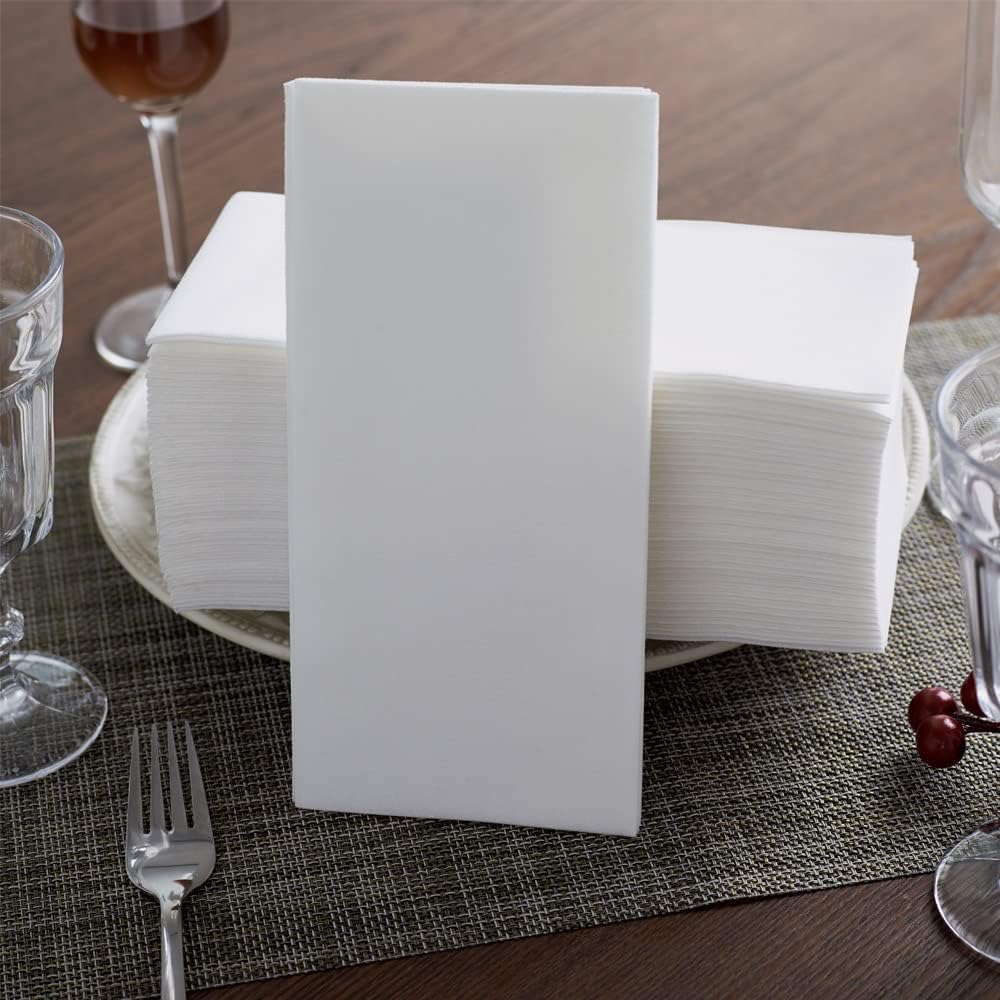 PEACHICHA Disposable Hand Towels, Linen Feel Guest Towels, Cloth Like Paper Napkins, White Bathroom Napkins, Thick Elegant Absorbent 20 * 40 cm, Total 100 Pcs