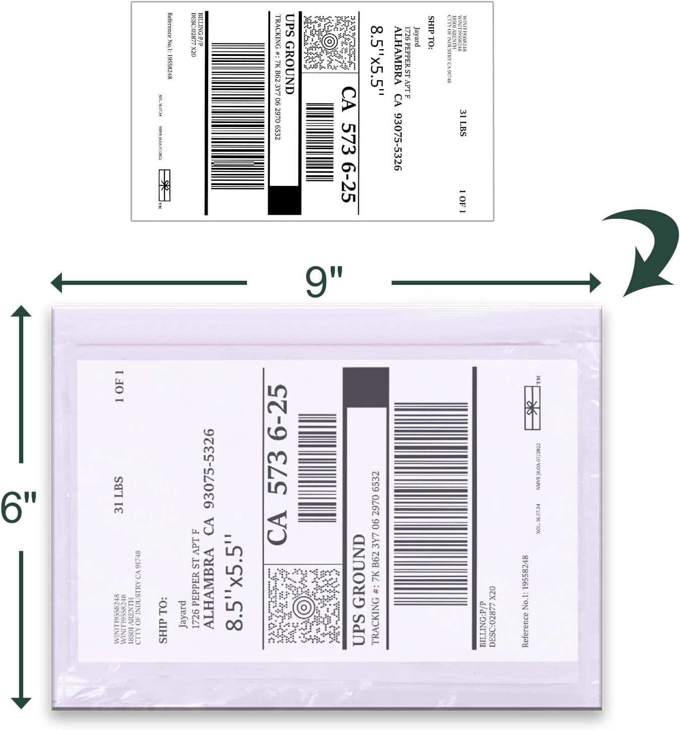 Packing List Pouches, Shipping Label Envelopes Clear Adhesive Top Loading Packing List (6" x 9" - 200 Pcs)