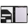 VANRA Padfolio Clipboard Folder Leather Portfolio Binder Organizer Interview Resume Folder for Papers Legal Document A4 Letter Size Writing Pad Notepad Clip Boards with Business Card Holder (Black)