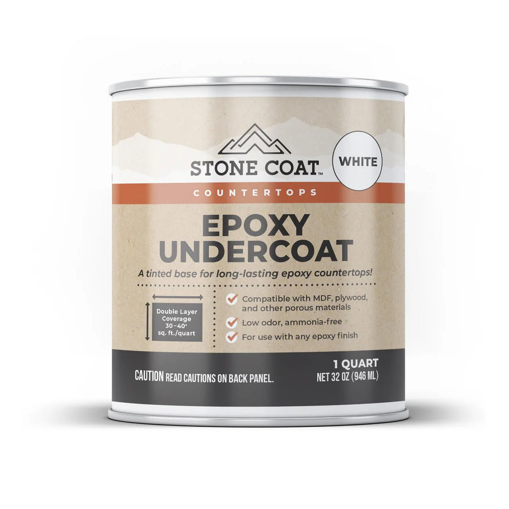 Stone Coat Countertops White Epoxy Undercoat - A Perfect Epoxy Paint and Primer for Coating MDF, Plywood, and Porous Materials, Ideal for DIY Epoxy Countertop Kit! (1 Quart, White)