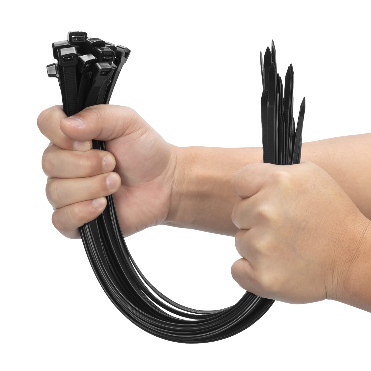 XINGO 16 inch Black Zip Ties Heavy Duty 100 PCS, 200 LBS Ultra Strong Plastic Wire Ties, Large Cable Ties Extra Long Tie Wraps, Indoor and Outdoor UV Resistant