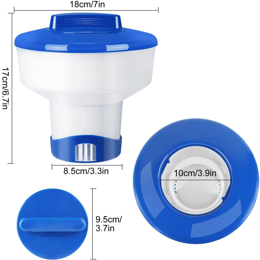 Large Capacity Floating Chlorine Dispenser, Pool Chlorine Floater Fits 1-3" Tables Durable Floating Chlorinator, Collapsible Floater.