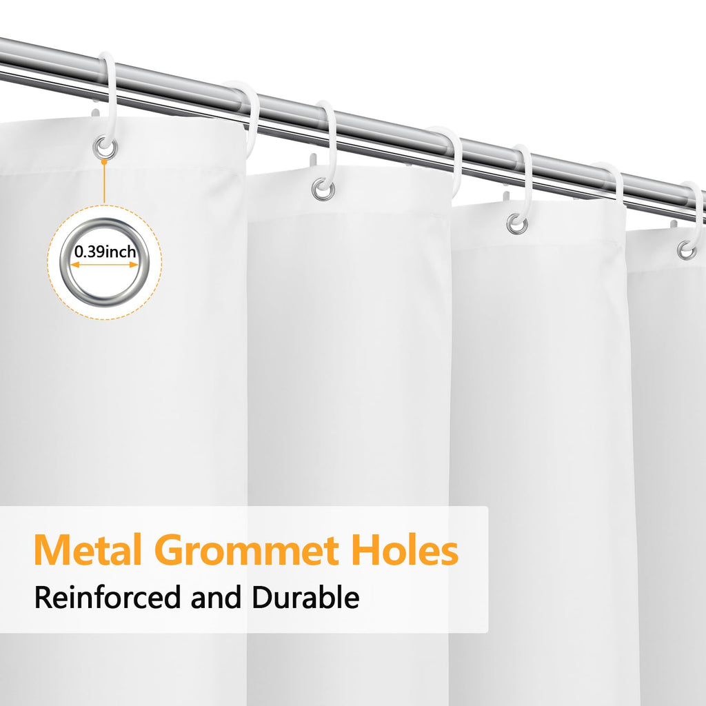Seenus 72 x 78 inch Extra Long Fabric Shower Curtain Liner with 3 Large Magnets, Waterproof Cloth Shower Liner Washable Hotel Quality, White Shower Curtain Long for Bathroom