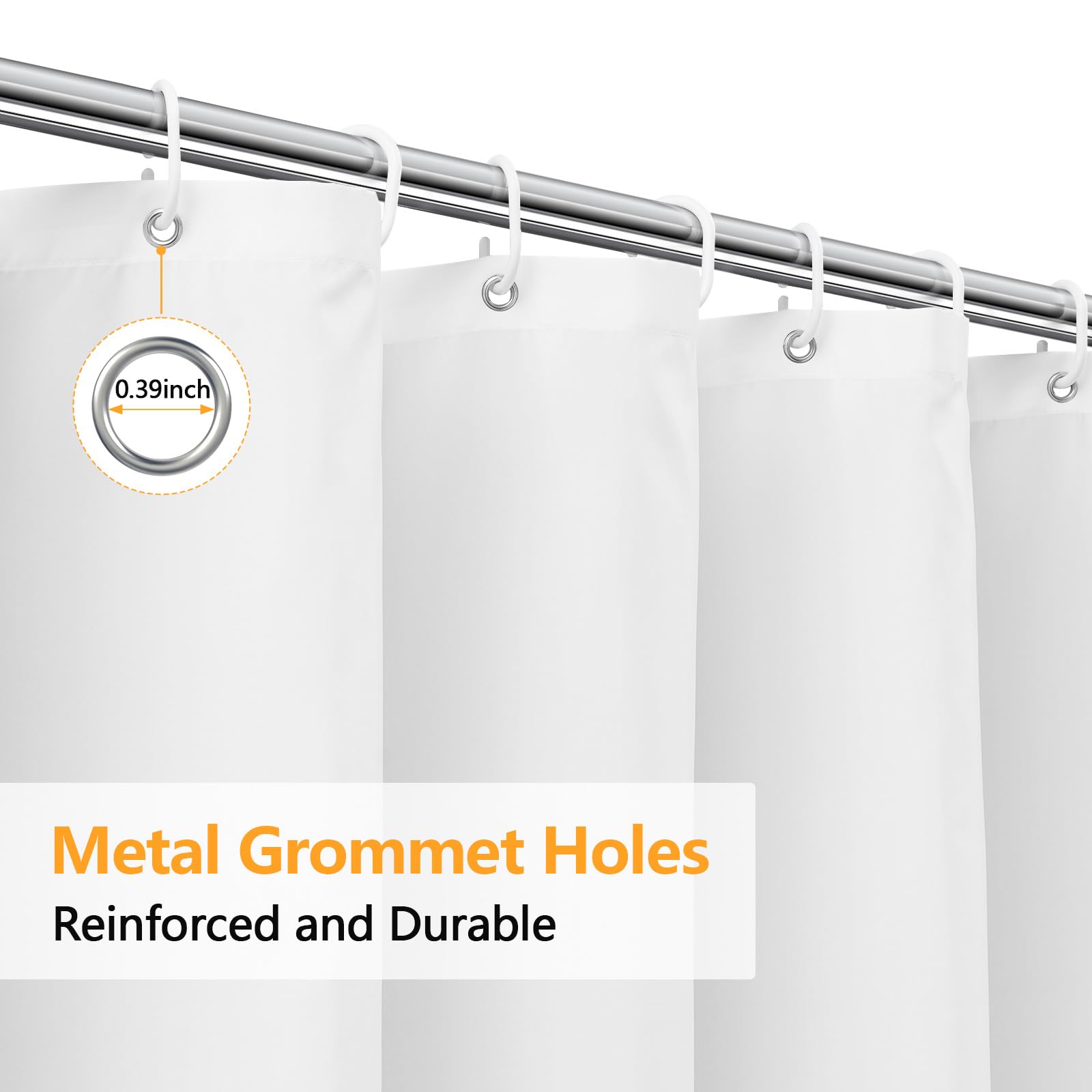 Seenus 72 x 78 inch Extra Long Fabric Shower Curtain Liner with 3 Large Magnets, Waterproof Cloth Shower Liner Washable Hotel Quality, White Shower Curtain Long for Bathroom