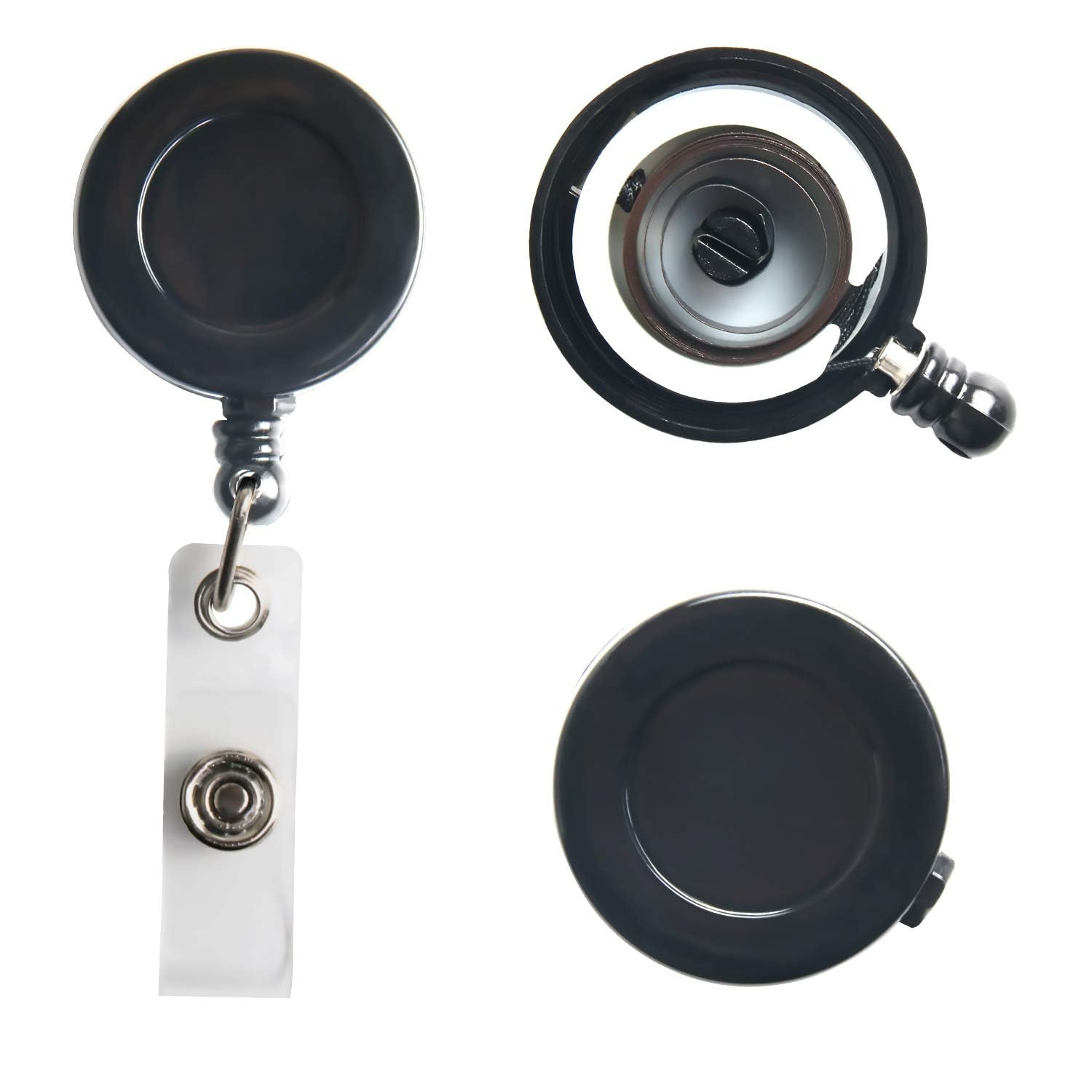 JANYUN Retractable Badge Reel, ID Badge Holder Retractable Clip for Nurse Doctor Teachers Students Office Workers Hanging ID Card Name Key Chain (30, Black)