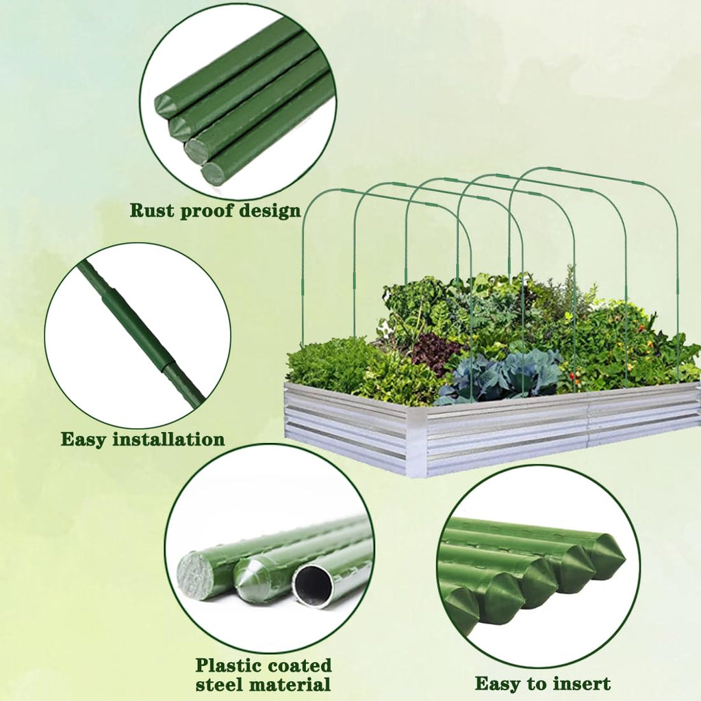 6 Sets Greenhouse Hoops for Raised Beds, DIY Garden Hoops,Rustproof Plastic Coated Metal Grow Tunnel, Garden Tunnel Row Cover Hoops Kit,Grow Tunnel Support Frame for Plant Cover