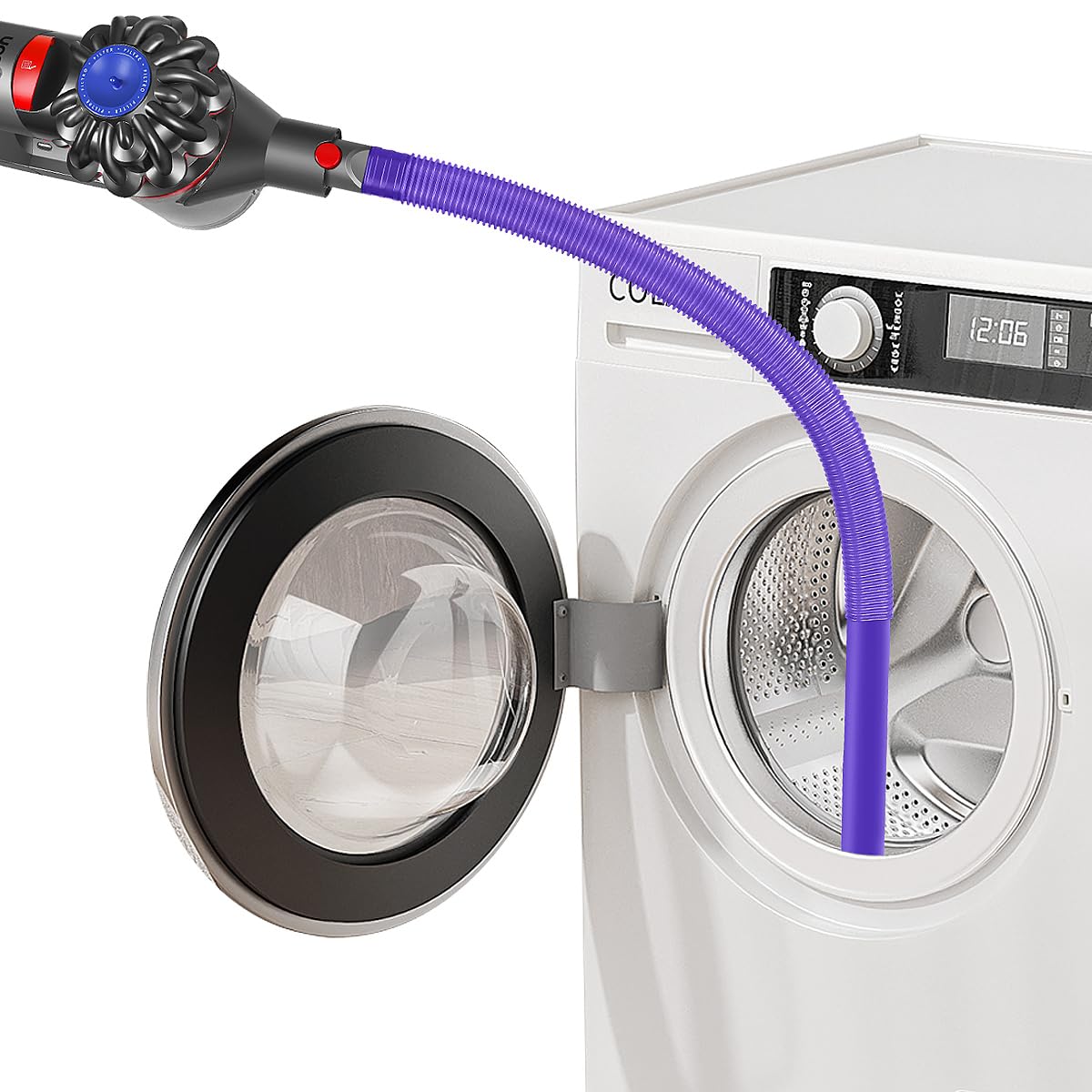FUNTECK Dryer Lint Vacuum Attachment Compatible with Dyson V15 V12 V11 V10 V8 V7 V6 Vacuum Cleaners, Flexible Vent Lint Cleaner Kit, 34 inches