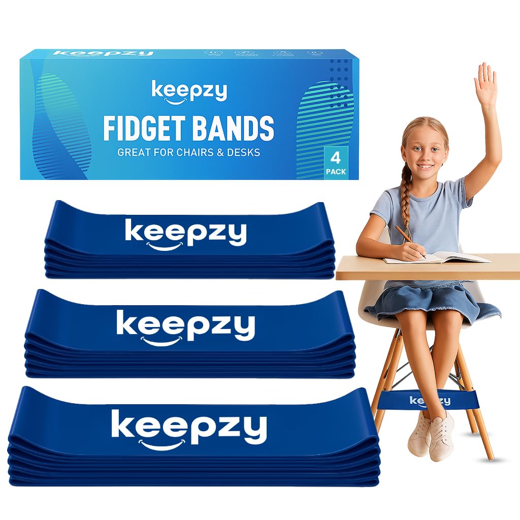 4 Pack Chair Bands, Anti Slip Chair Bands for Kids with Fidgety Feet, Fidget Bands for Classroom Chairs, Desk Bands for Chairs, Chair Rubber Bands, Friendly & Durable Latex
