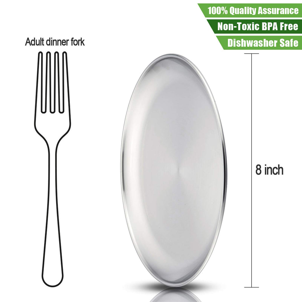 Kids 18/8 Stainless Steel Plates Dishes HaWare Toddlers Dinnerware Set for Home/Party/Gathering BPA-Free Unbreakable and Dishwasher Safe -4 Pack