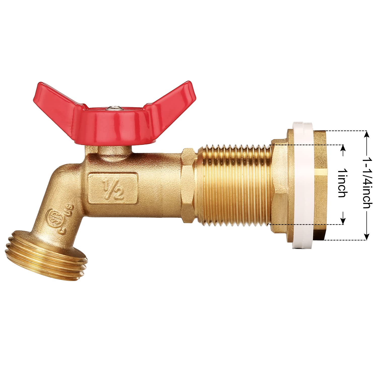 WADEO Rain Barrel Spigot Kit Brass Rain Barrel Quarter Turn Ball Valve Spigot with Bulkhead Fitting