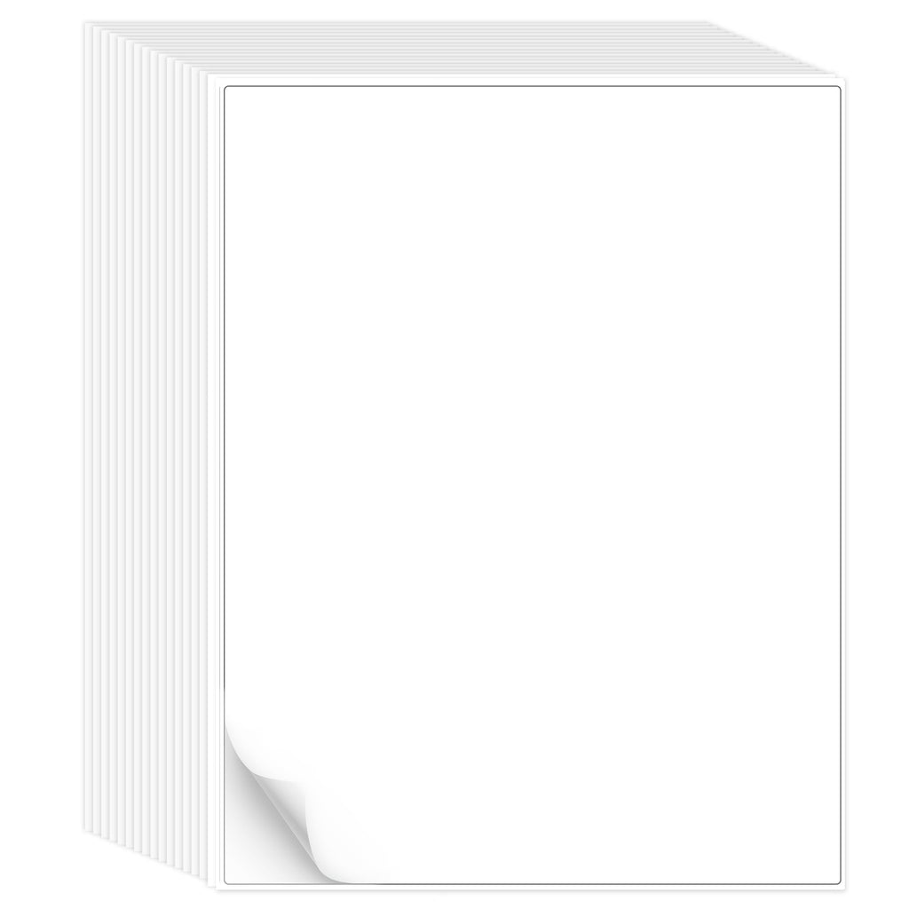 L LIKED 100 Sheets Full Page Label Papers, 8.5 x 11 in Printable White Sticker Paper for Inkjet & Laser Printer - Matte