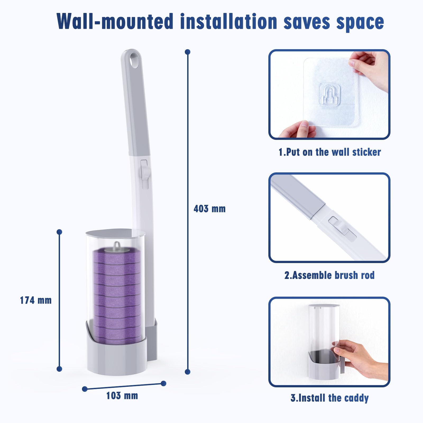 Disposable Toilet Brush,36pcs Wand Cleaner Refills,Wall Mounted Toilet Bowl Brush Holder Set Toilet Cleaning System for Bathroom Cleaning