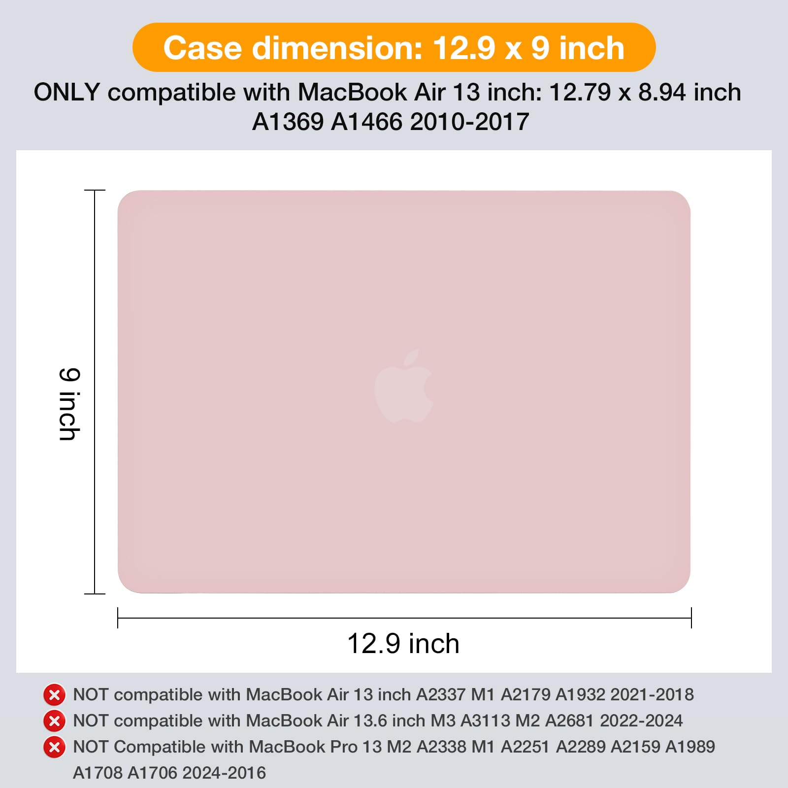 MOSISO Compatible with MacBook Air 13 inch Case (Models: A1369 & A1466, Older Version 2010-2017 Release), Protective Plastic Hard Shell Case & Keyboard Cover & Screen Protector, Rose Quartz
