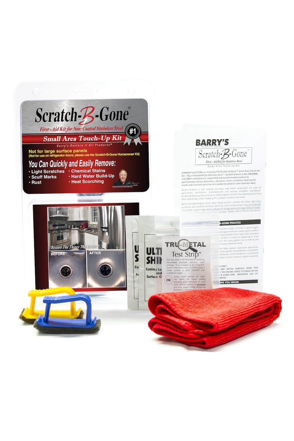 Barry's Restore It All Products - Scratch-B-Gone Small Area Touch-Up Kit | The #1 Selling kit Used to Remove Scratches, Rust, Discoloration and More from Non-Coated Stainless Steel!