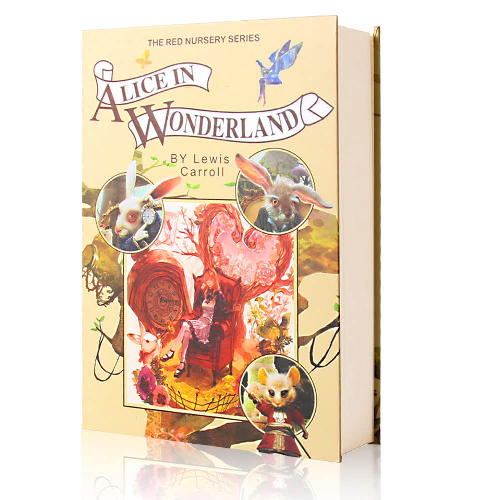 EIOUMAX Real Paper Diversion Book Safe With Key - Anti-Theft Secret Box for Money Hiding and Collection - Alice in Wonder