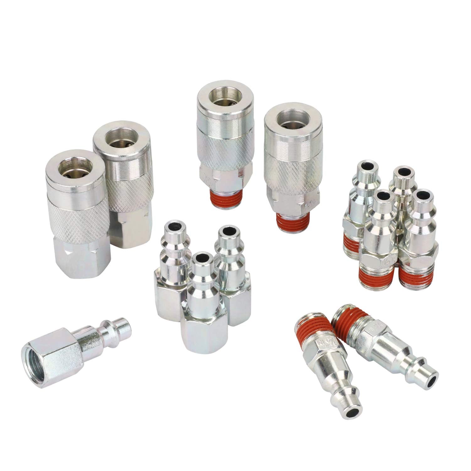 WYNNsky Air Compressor Accessories Fittings,1/4''NPT Quick Connect Air Coupler and Plug Kit,I/M Type,14 Pieces Air Tools Fittings Set