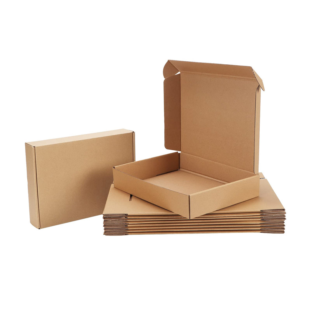 Pemtow 11x8x2 Shipping Boxes Set of 20, Brown Corrugated Cardboard Literature Mailer Box for Packaging, Mailing, Business