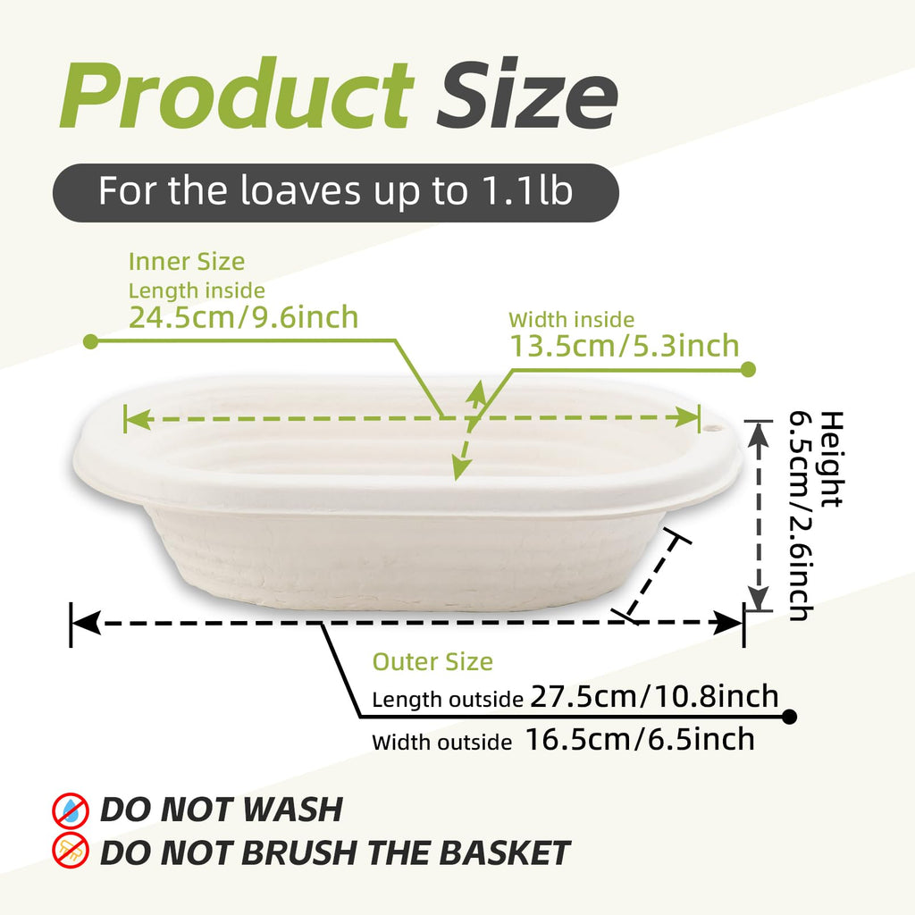 Sourdough Proofing Basket 11inch Oval Banneton Sourdough Bread Baking Supplies Pulp Bread Proofing Basket Brotform Set 2 with Cloth Linen Liner for Professional and Homemade Bread