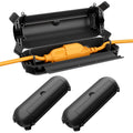 3 Pack Restmo Compact Outdoor Extension Cord Cover, IP44 Waterproof Box and Safety Housing Case, Ideal to Protect Outdoor Plugs, Electrical Connections, Holiday Decoration Lights, Size Small, Black