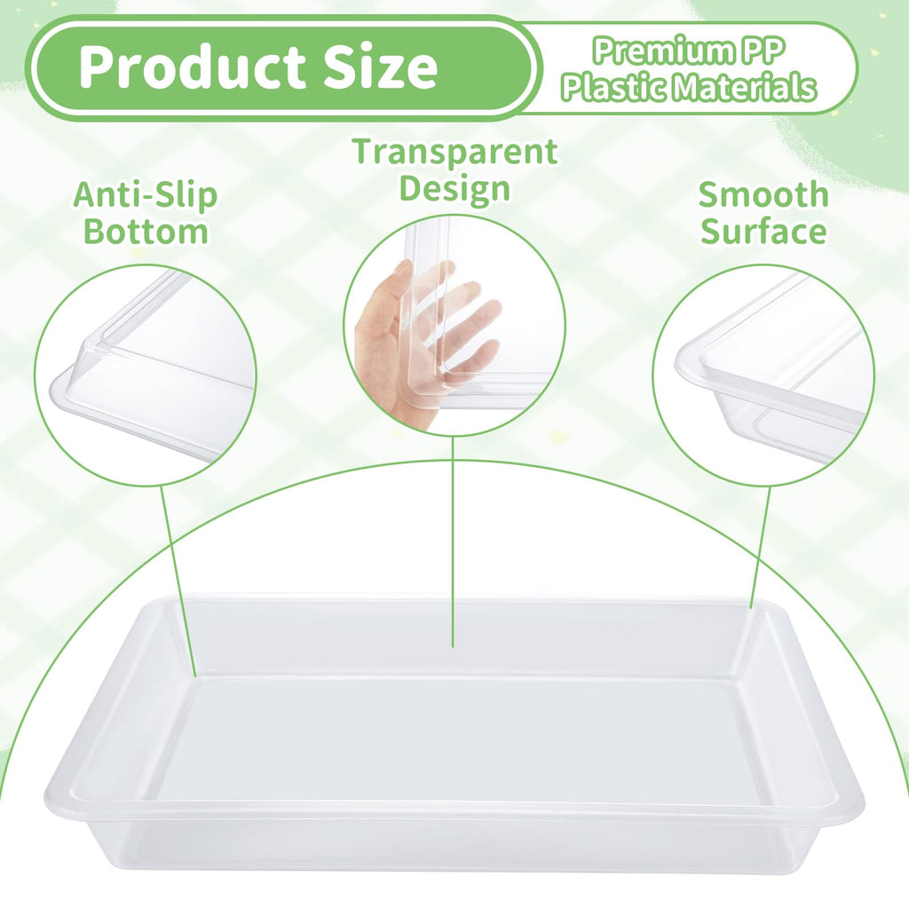 QTLCOHD 20Pcs Plastic Art Trays Clear Activity Crafts Tray Organizer Tray Serving Tray for Home,School,Kids,DIY Projects,Painting and Beads